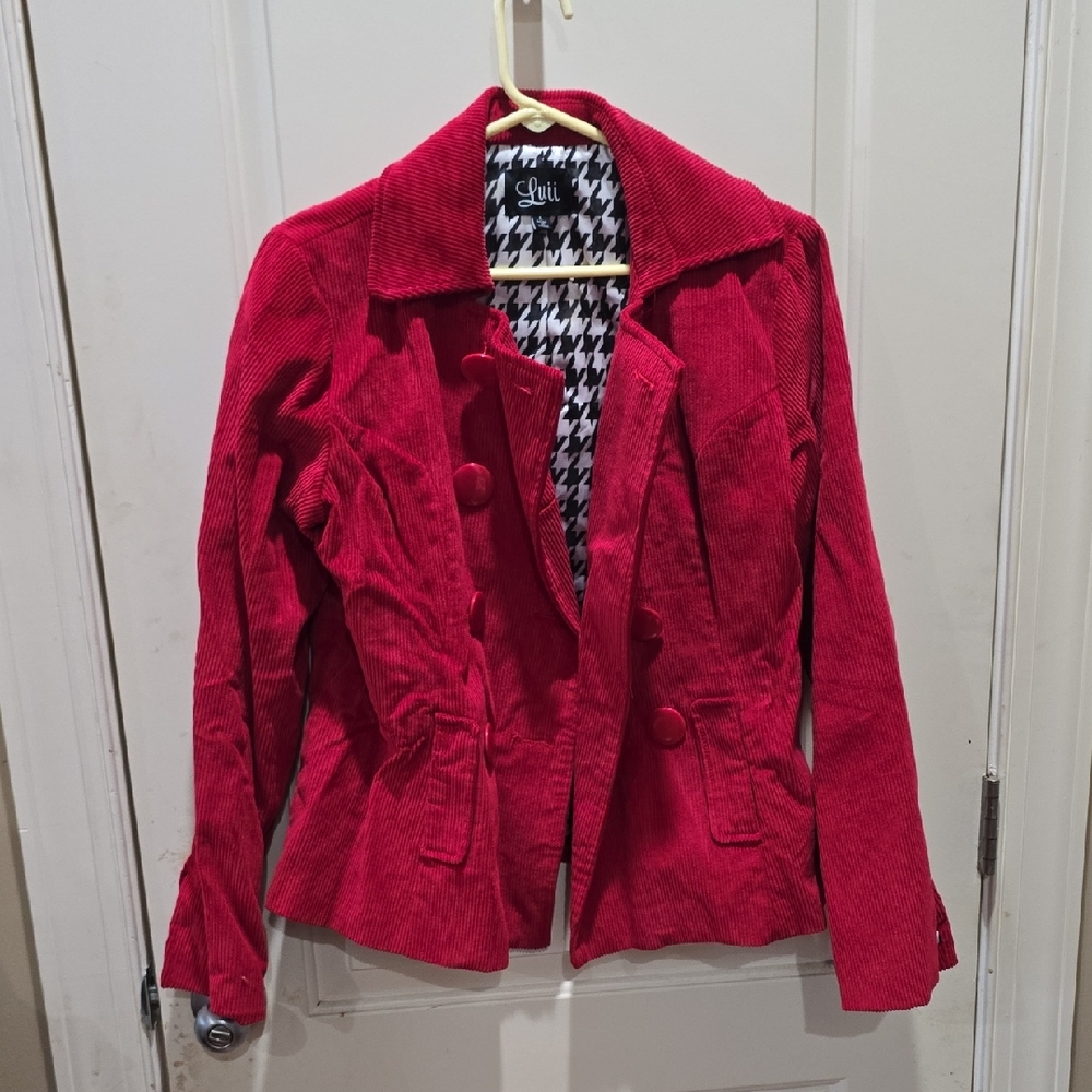 Luii Vibrant Red Corduroy Blazer